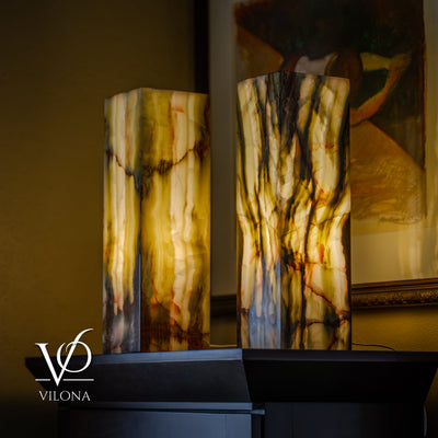 Bamboo Onyx Table Lamp Pair – Dark Edition #2 – 19.75" Tall × 6" Wide by Vilona Onyx - product image 4 for Resin Society