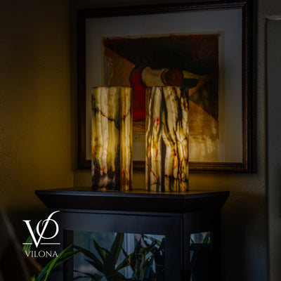 Bamboo Onyx Table Lamp Pair – Dark Edition #2 – 19.75" Tall × 6" Wide by Vilona Onyx - product image 8 for Resin Society