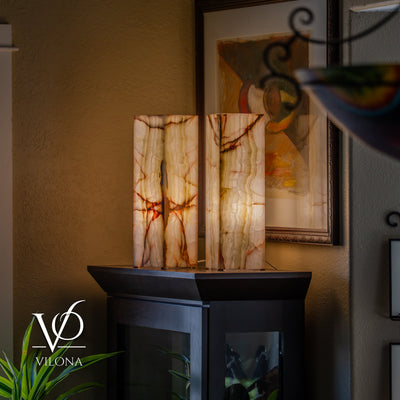 Bamboo Onyx Table Lamp Pair – Light Edition #3 – 19.75" Tall × 6" Wide by Vilona Onyx - product image 11 for Resin Society