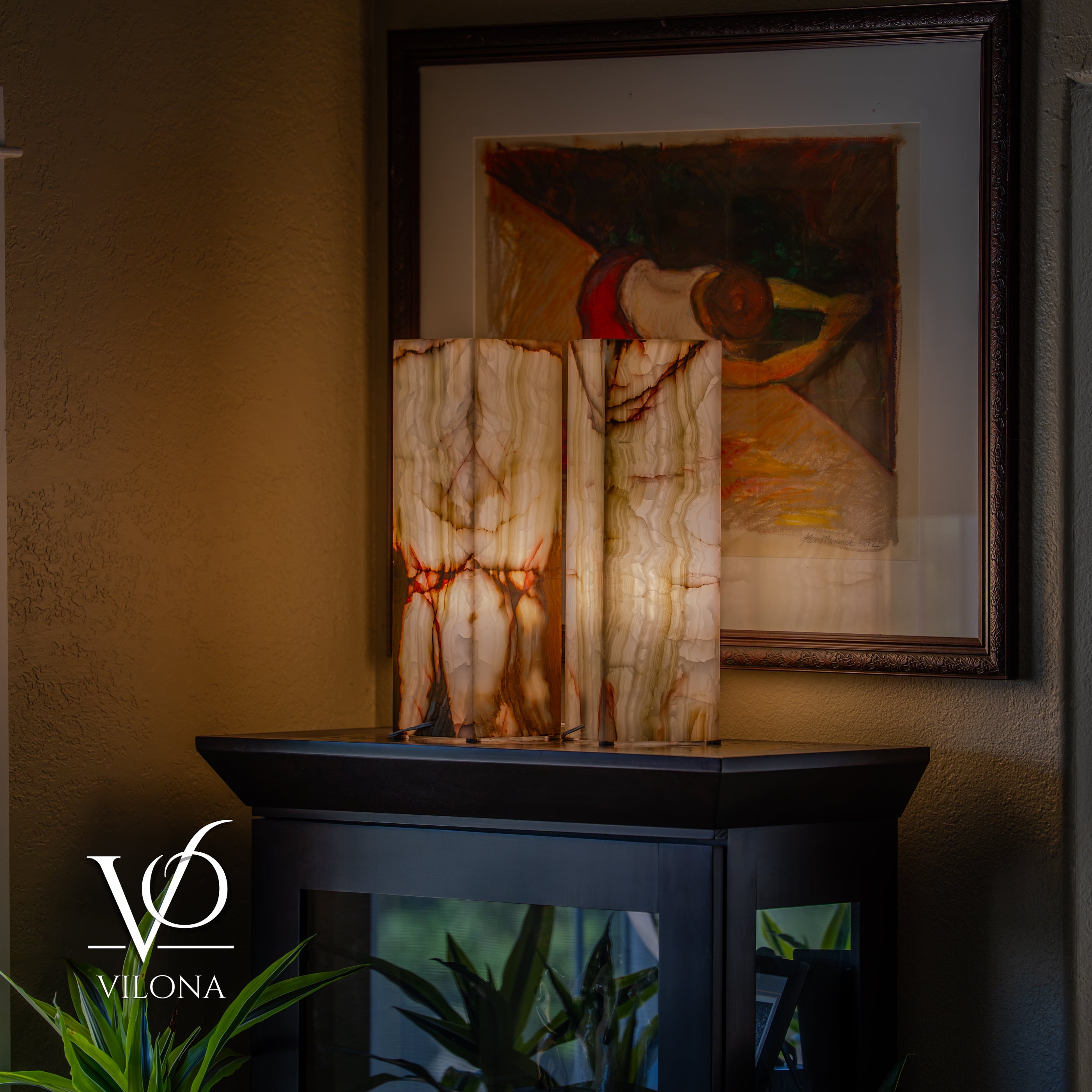 Bamboo Onyx Table Lamp Pair – Light Edition #3 – 19.75" Tall × 6" Wide by Vilona Onyx - product image 13 for Resin Society