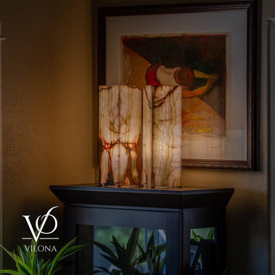 Bamboo Onyx Table Lamp Pair – Light Edition #3 – 19.75" Tall × 6" Wide by Vilona Onyx - product image 13 for Resin Society