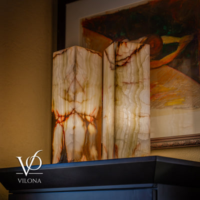 Bamboo Onyx Table Lamp Pair – Light Edition #3 – 19.75" Tall × 6" Wide by Vilona Onyx - product image 10 for Resin Society