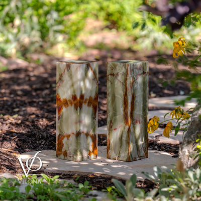 Bamboo Onyx Table Lamp Pair – Dark Edition #3 – 19.75" Tall × 6" Wide by Vilona Onyx - main product image for Resin Society
