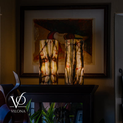 Bamboo Onyx Table Lamp Pair – Dark Edition #3 – 19.75" Tall × 6" Wide by Vilona Onyx - product image 2 for Resin Society