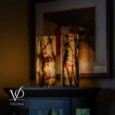 Bamboo Onyx Table Lamp Pair – Dark Edition #3 – 19.75" Tall × 6" Wide by Vilona Onyx - product image 15 for Resin Society