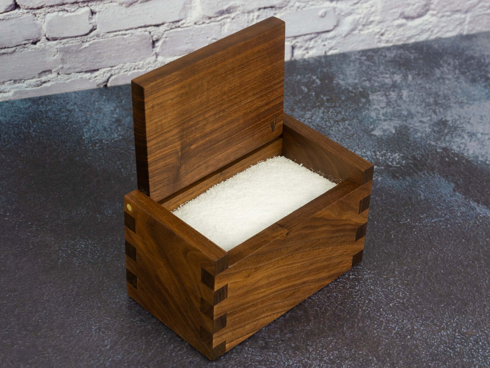 Wooden Salt Cellar by Old Saguaro Woodcraft, showing the smooth natural finish and snug lid