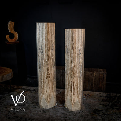 White Ice Onyx Floor Lamp - Pair - Large - 59 & 55"H x 13.5"W - Hexagon by Vilona Onyx - product image 10 for Resin Society