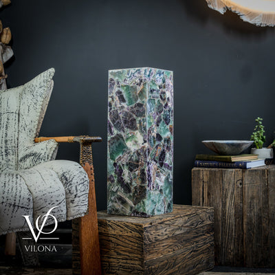 Fluorite Crystal Table Lamp - 24" Tall, 8x8" - Square Closed Top by Vilona Onyx - product image 7 for Resin Society