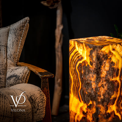 Honeycomb Onyx Floor Lamp -Exotic - Small - 32” H x 12"W - Square - #2 by Vilona Onyx - product image 11 for Resin Society