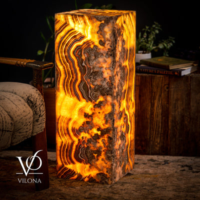 Honeycomb Onyx Floor Lamp -Exotic - Small - 32” H x 12"W - Square - #2 by Vilona Onyx - product image 7 for Resin Society
