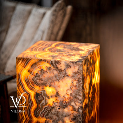 Honeycomb Onyx Floor Lamp -Exotic - Small - 32” H x 12"W - Square - #2 by Vilona Onyx - product image 2 for Resin Society