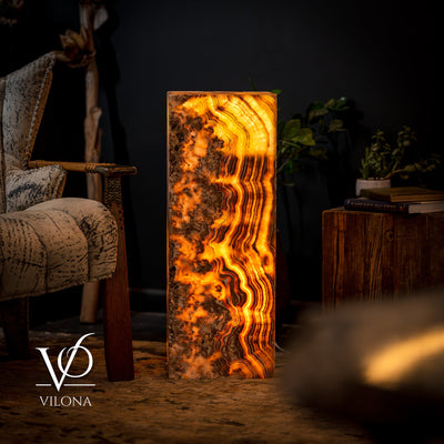 Honeycomb Onyx Floor Lamp -Exotic - Small - 32” H x 12"W - Square - #2 by Vilona Onyx - product image 10 for Resin Society