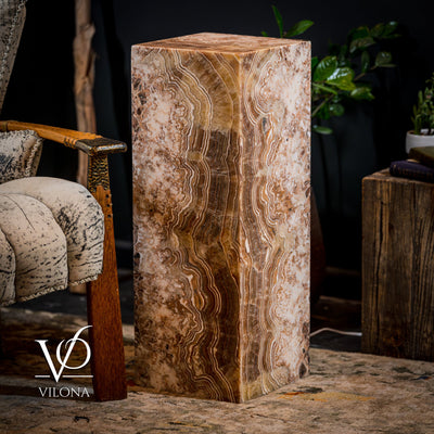 Honeycomb Onyx Floor Lamp -Exotic - Small - 32” H x 12"W - Square - #2 by Vilona Onyx - product image 6 for Resin Society
