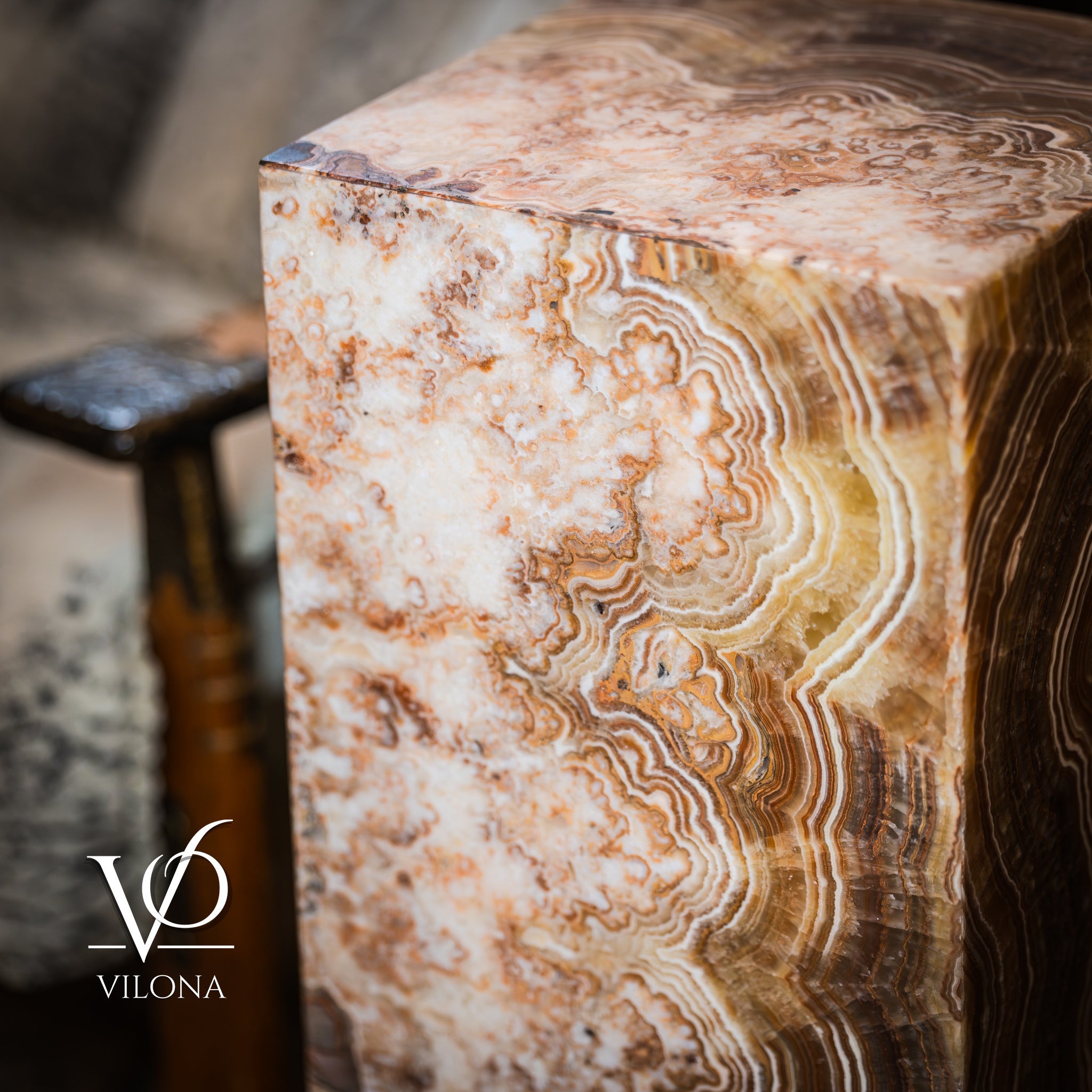 Honeycomb Onyx Floor Lamp -Exotic - Small - 32” H x 12"W - Square - #2 by Vilona Onyx - product image 16 for Resin Society