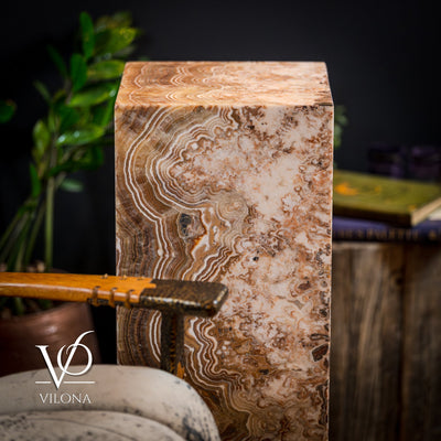 Honeycomb Onyx Floor Lamp -Exotic - Small - 32” H x 12"W - Square - #2 by Vilona Onyx - product image 4 for Resin Society