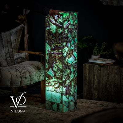 Fluorite Floor Lamp - Medium - 43.5"H x 10"W - Square - #10 by Vilona Onyx - product image 7 for Resin Society