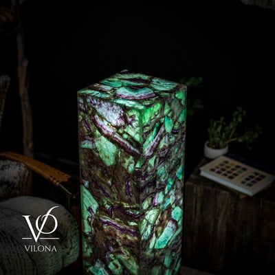Fluorite Floor Lamp - Medium - 43.5"H x 10"W - Square - #10 by Vilona Onyx - product image 3 for Resin Society