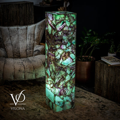 Fluorite Floor Lamp - Medium - 43.5"H x 10"W - Square - #10 by Vilona Onyx - product image 2 for Resin Society