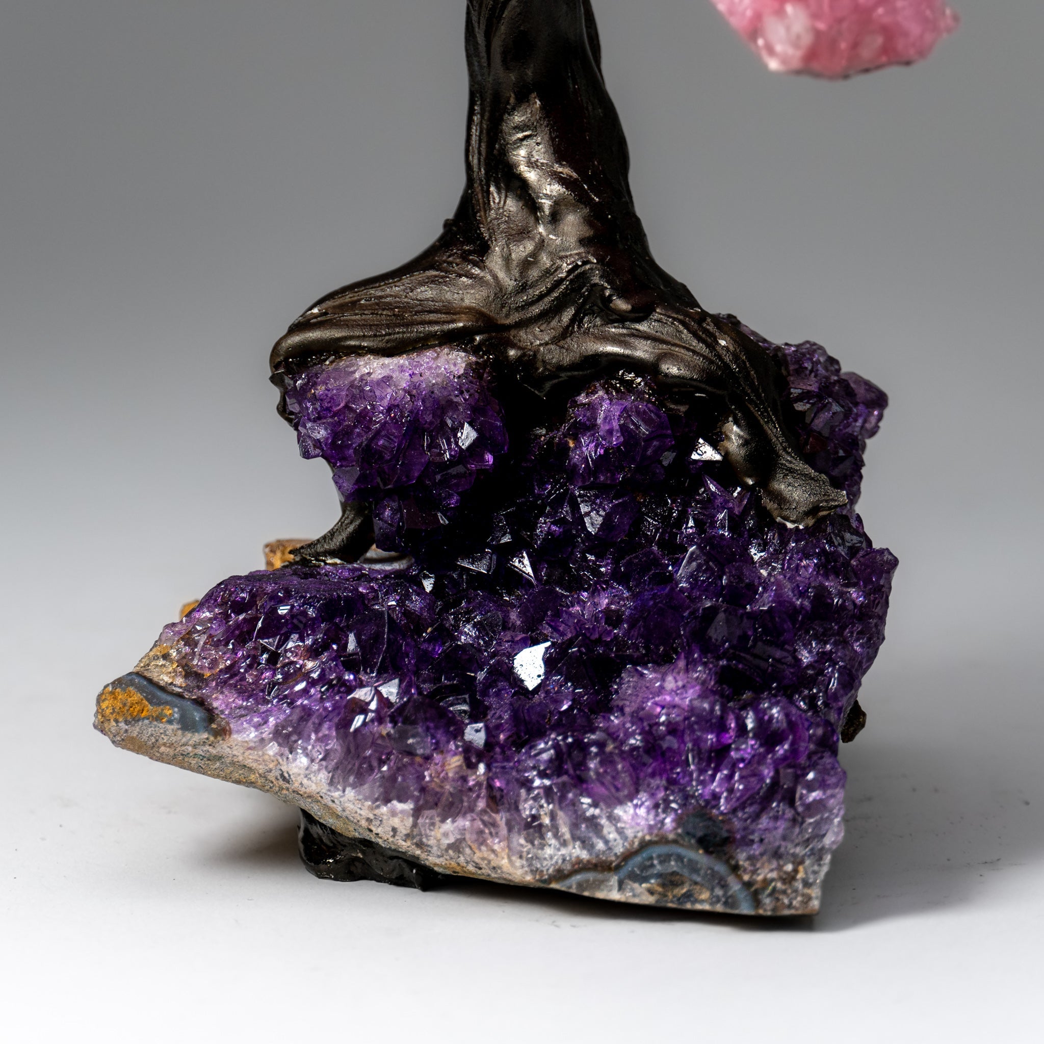 Genuine Rose Quartz Clustered Gemstone Tree on Amethyst Matrix (7 inch) (The Love Tree)
