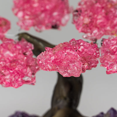 Genuine Rose Quartz Clustered Gemstone Tree on Amethyst Matrix (4 inches) (The Love Tree)