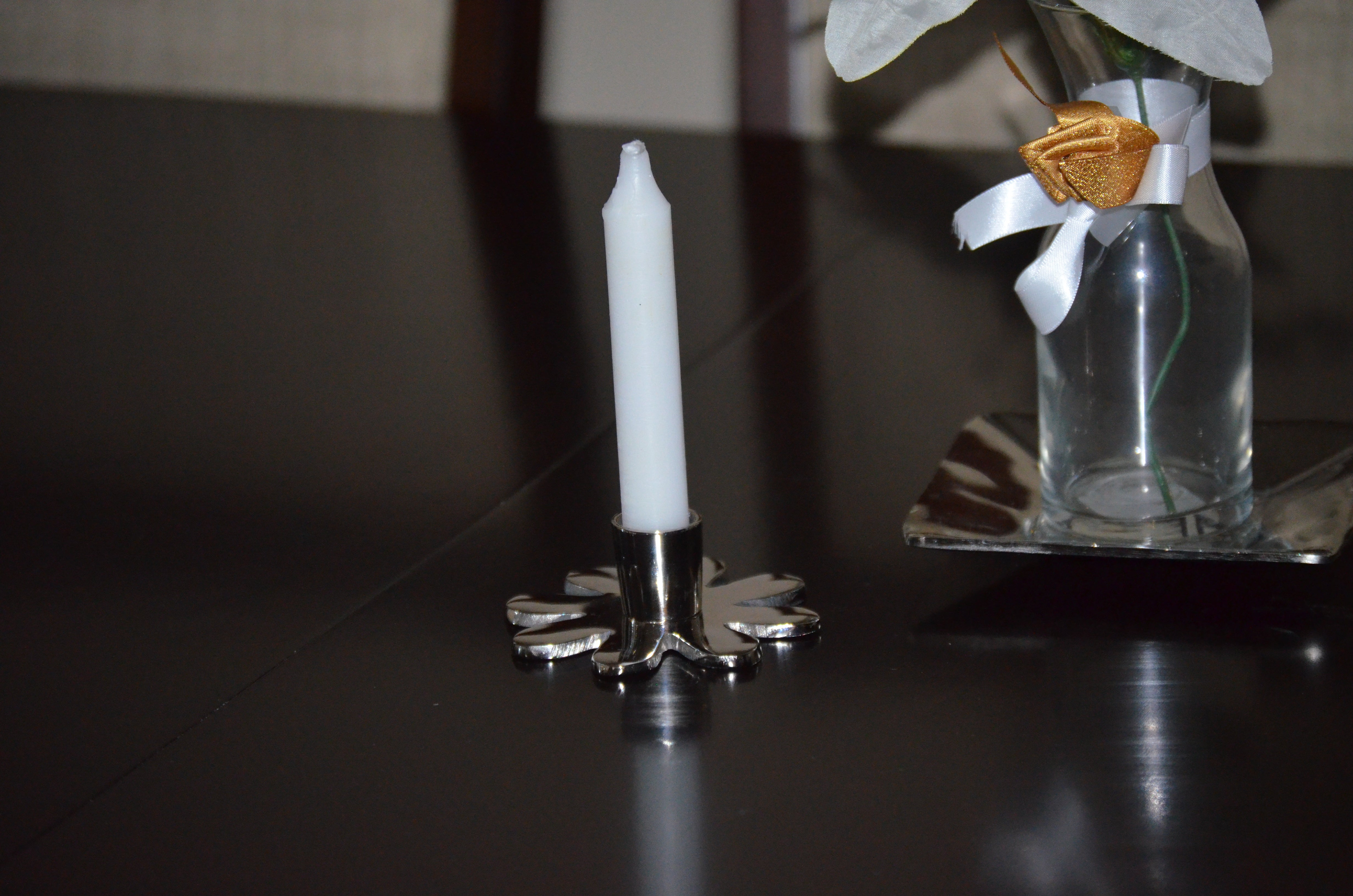 Decorative Silver Flower Candle Holder