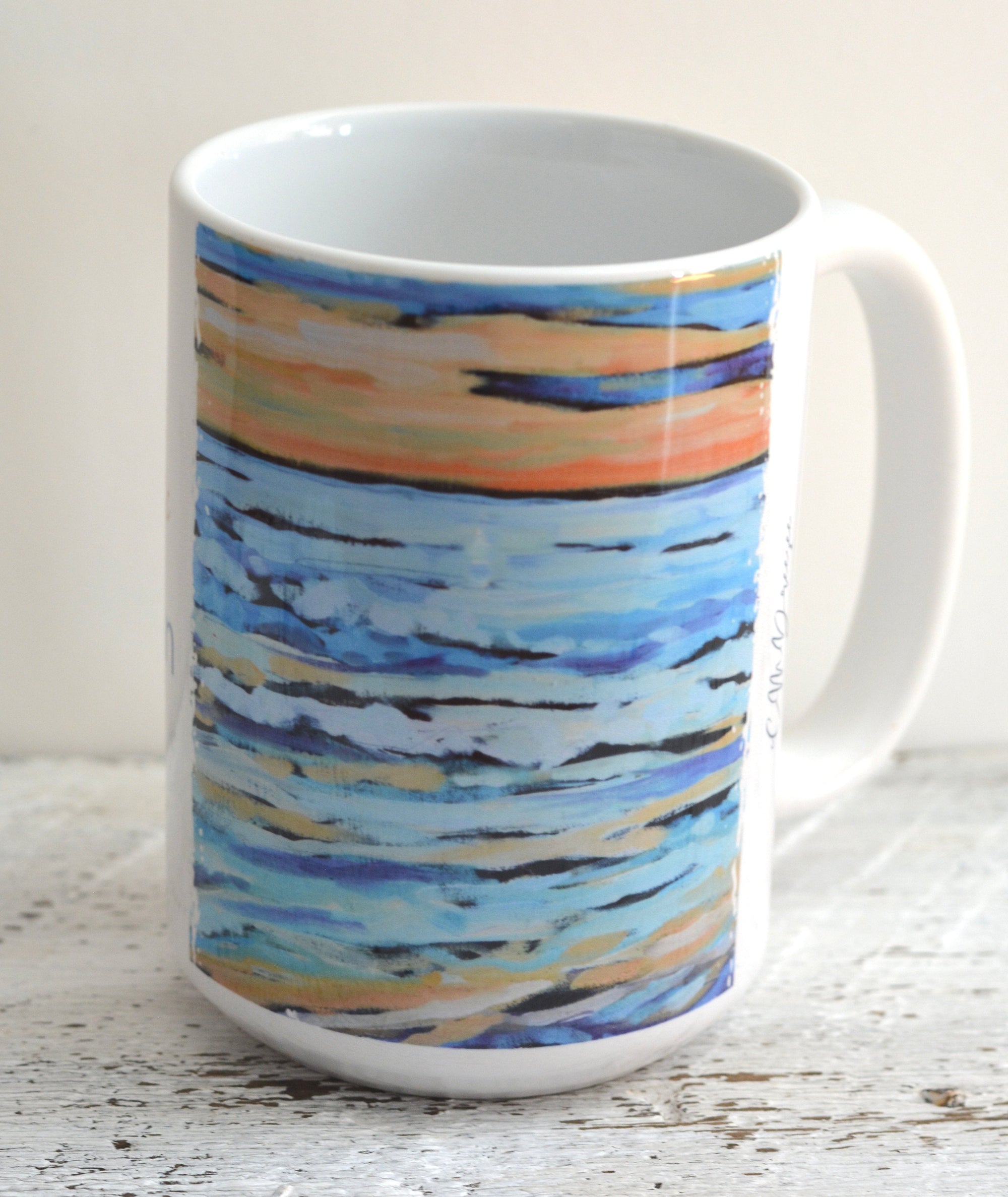 Drinkware- Summer Sunsets Lake Michigan. ceramic mugs and stainless steel tumbler by Dreese Fine Art