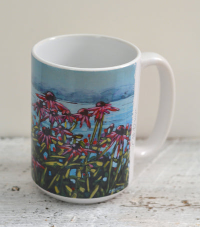 Drinkware- Purple Coneflowers at the Lake.