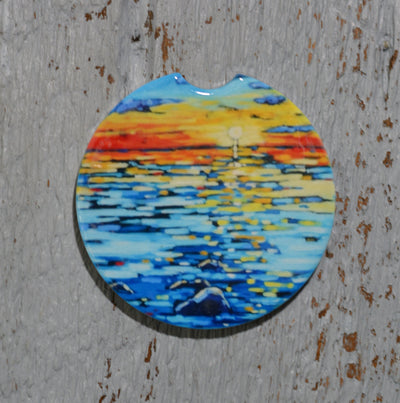 Car Coaster: Summer Sunset. Artist Christi Dreese by Dreese Fine Art - Resin Society