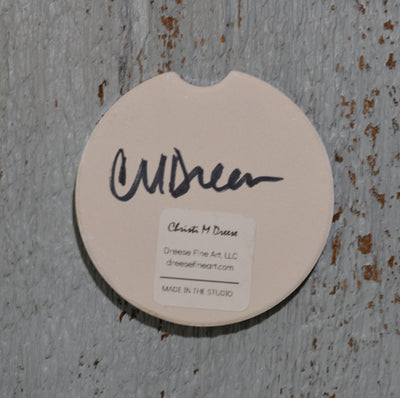 Car Coaster: Overlooking the Bluff. Birch Trees. Artist Christi Dreese detail image - Resin Society