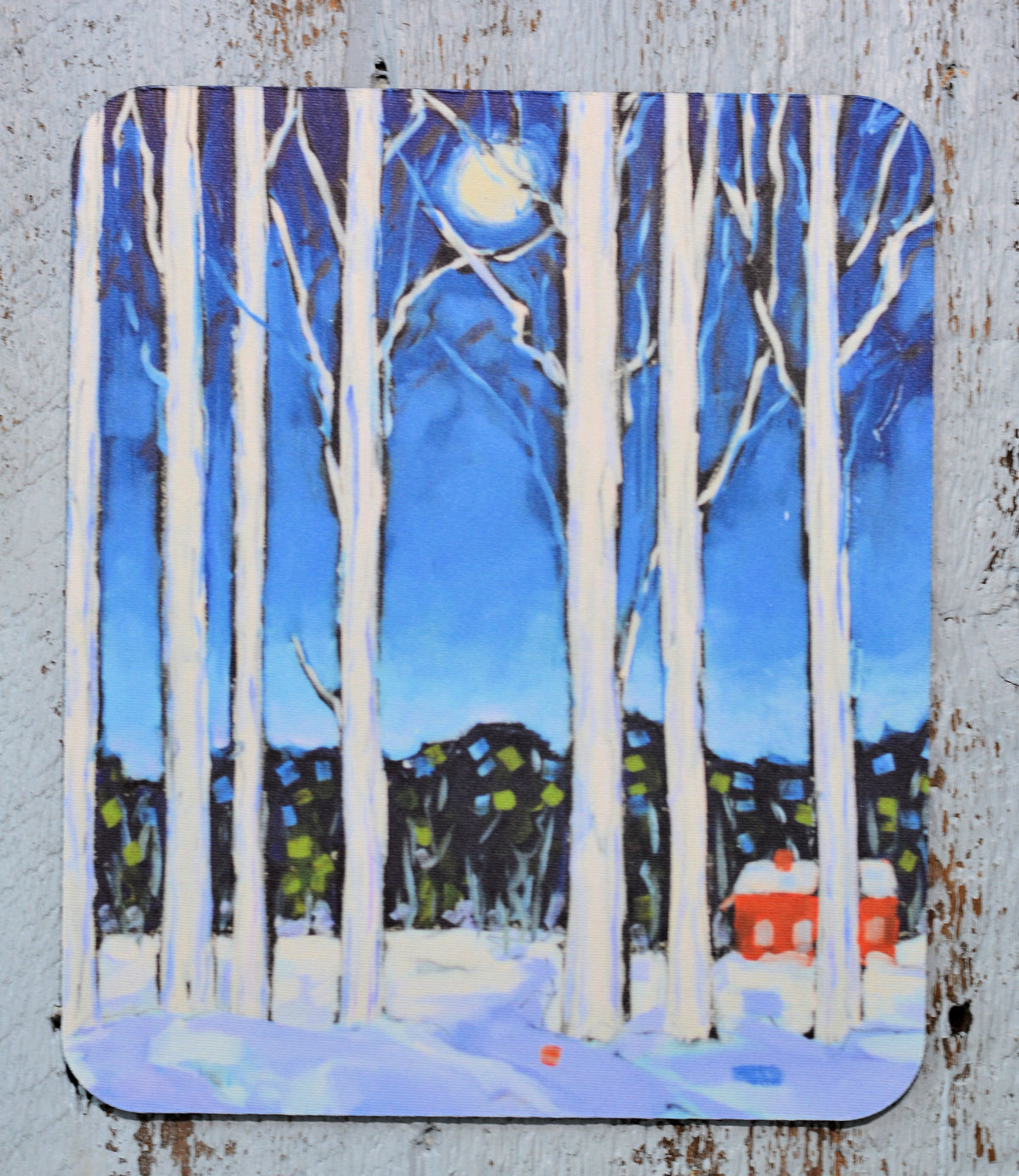 Mousepad: Blame it on the Moon. Winter Landscape. by Dreese Fine Art - Resin Society