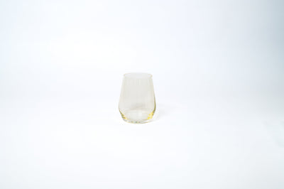 Yellow stemless wine glass from the Golden Hour Ombré Collection by glasshauseco