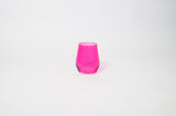 Hot Hot Pink stemless colored wine glass in a bright vibrant pink shade.