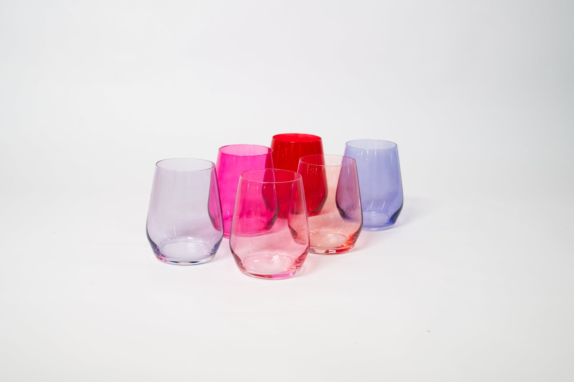 Cotton Candy Collection - Stemmed Colored Wine Glass Ombré Set of 6
