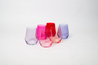 Cotton Candy Collection - Stemmed Colored Wine Glass Ombré Set of 6