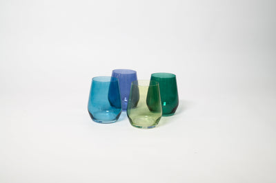 Northern Lights Collection - Stemless Set of 4 Colored Wine Glasses