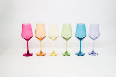 Rainbow - Pastel Tones Wine Glasses by glasshauseco