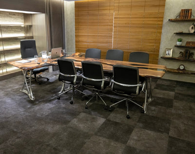 Luxury D-Shaped Walnut and Epoxy Executive Desk with cast aluminum legs in various finishes