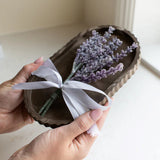 Fluted oval resin stoneware tray in Mocha Stone and Limestone tones by Lynn & Liana Designs