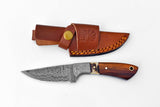 Damascus Steel Timberline Stag Horn EDC knife by Titan TK-119 with leather sheath