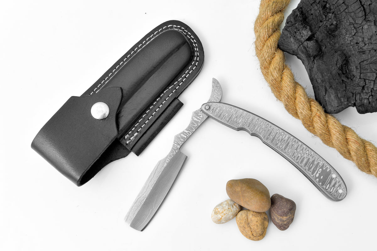 TD-041 fixed blade knife with Damascus steel blade and handle