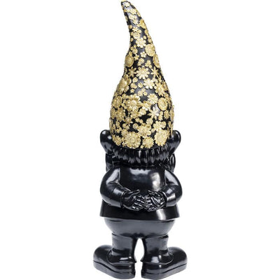 Deco Figurine Gnome Standing Black Gold 61cm