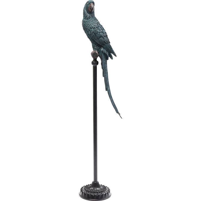 Deco Figurine Parrot Bluegreen showing realistic parrot on pedestal in blue and green tones