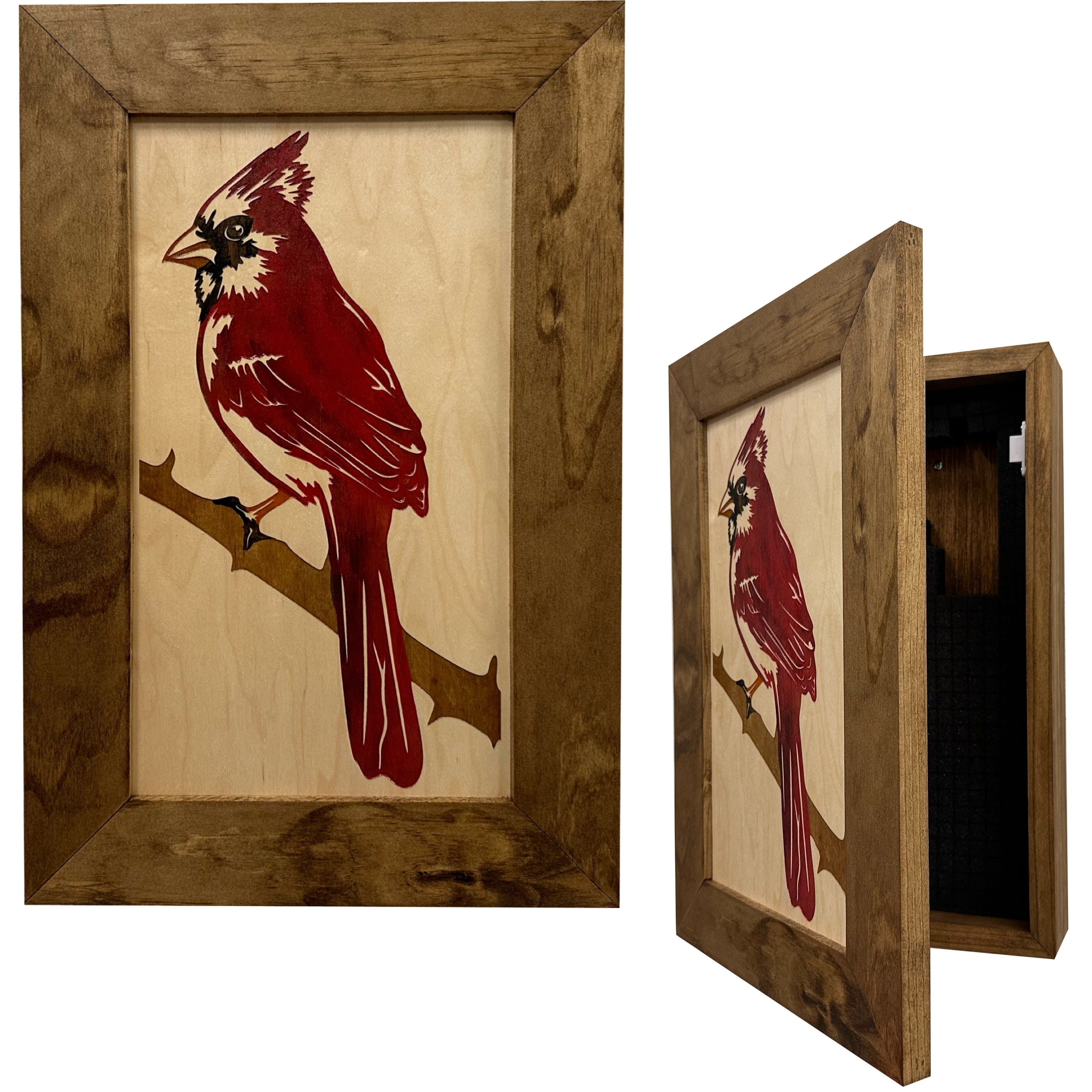 Red Cardinal Bird Gun Concealment Furniture by Bellewood Designs - main product image for Resin Society