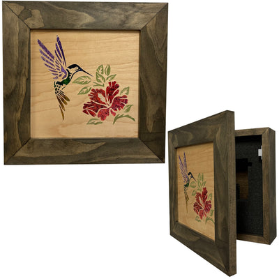 Hidden Gun Storage Safe Concealed Shelf with Hummingbird Wall Decor by Bellewood Designs - product image 9 for Resin Society