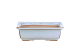 Willow Bonsai Ceramics 8-inch Glacier low-profile rectangular bonsai pot with accentuated rim and detailed foot