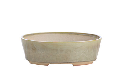 Willow Bonsai Ceramics Oval A Bonsai Pot 8 Inch with straight sides and reactive glaze finish