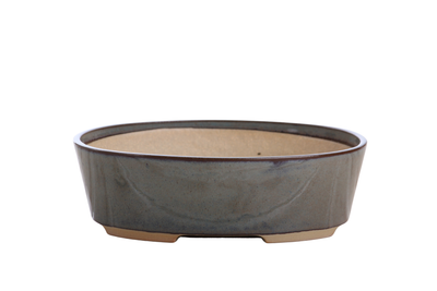Willow Bonsai Ceramics Oval A Bonsai Pot 8 Inch in Starry Night reactive glaze, straight-sided oval shape