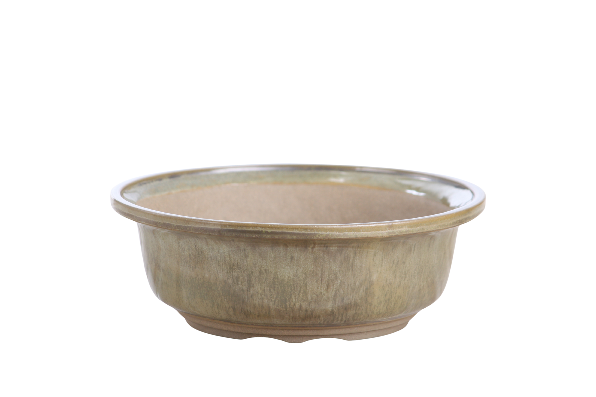 Willow Bonsai Ceramics Round Bonsai Pot 7 inch in Copenhagen reactive glaze finish showing curved profile and sculpted foot ring.