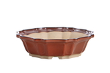 Willow Bonsai Ceramics Flower Design Bonsai Pot in Sunset color with visible drainage and wiring holes