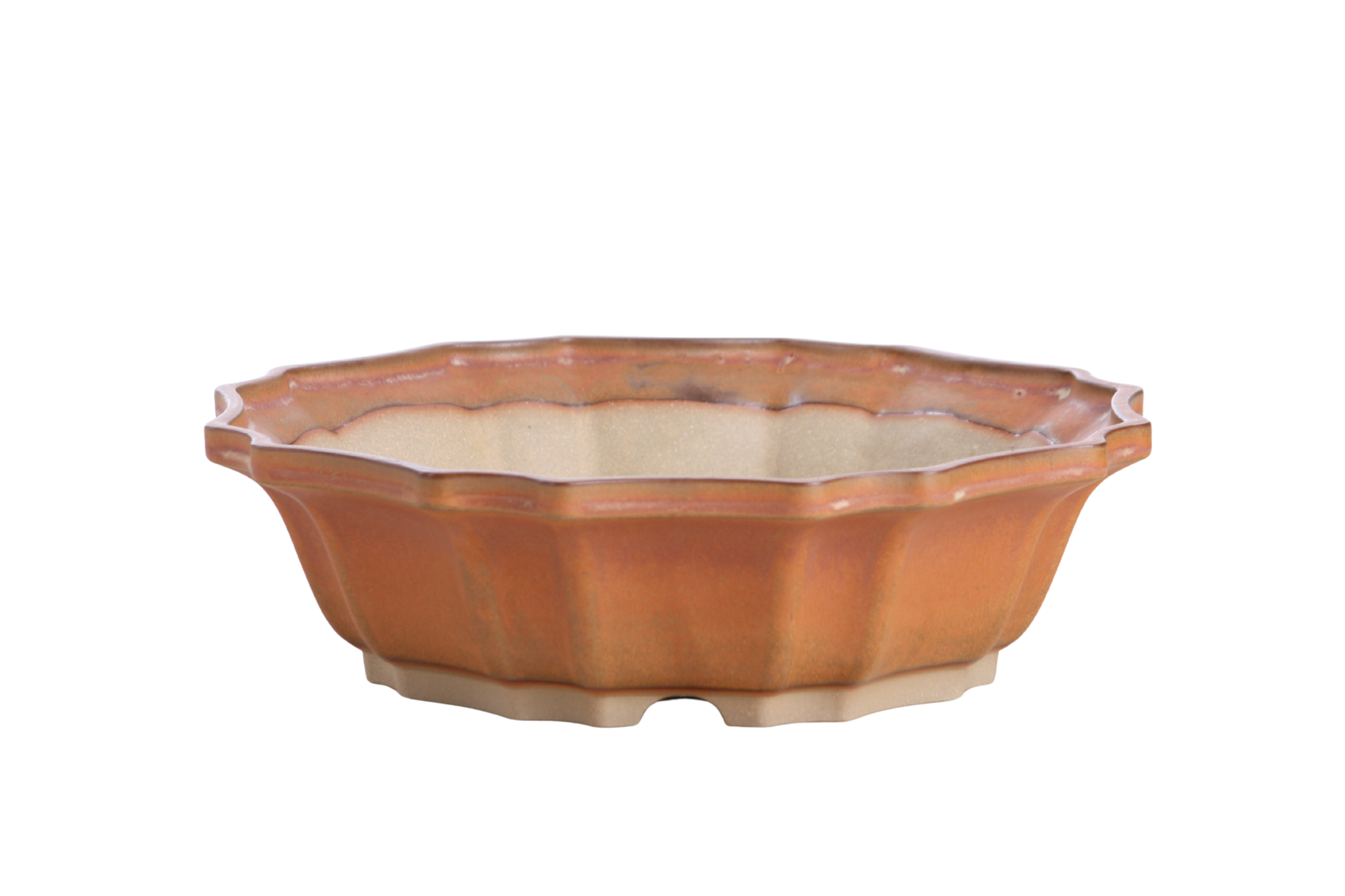 Deep Stone Willow Bonsai Ceramics 10-inch flower design bonsai pot with drainage holes and unique glaze finish